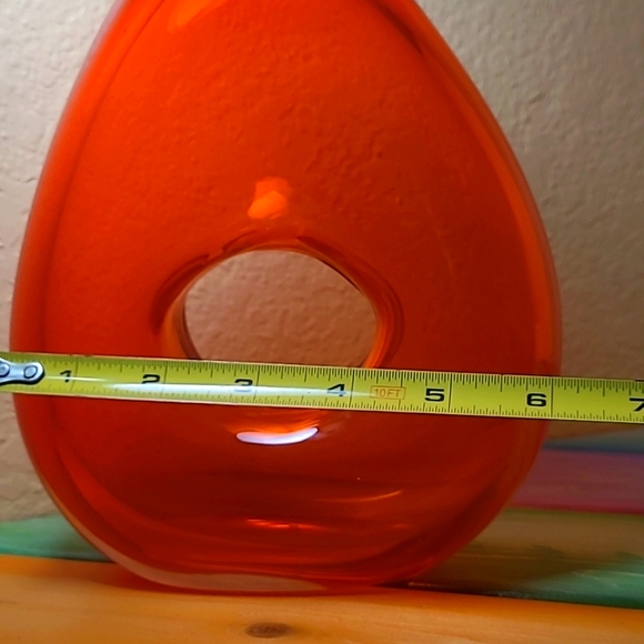 Orange Glass Donut Hole Teardrop Vase - Picture 3 of 7